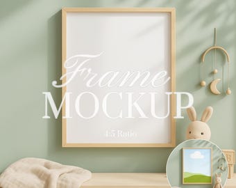Nursery Frame Mockup, 4:5 Frame Mockup, PSD Nursery Frame Mockup, Nursery Wall Art Mockup, Baby Room Frame Mock up, Kids Frame Mockup,