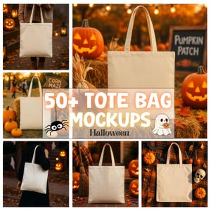 トートバッグ モックアップ バンドル 50+、ハロウィン トートバッグ モックアップ、秋 トートバッグ モックアップ、秋 トートバッグ モックアップ、ハロウィン トートバッグ モックアップ