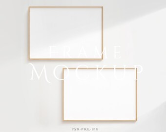 Landscape Frame Mockup A4 | Horizontal Frame Mockup | Landscape Frame Set | Wall Art Mockup Set | Lightwood Mockup Frame | Minimalist Frame
