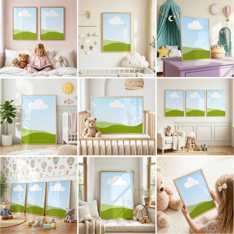 100 x mock-upbundel voor kinderkamerlijst: canva slepen en neerzetten, DIN A-verhouding (digitale download) afbeelding 5