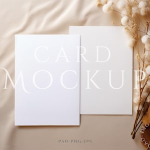 Dubbele kaart mockup 5x7, minimalistische Boho uitnodigingskaarten mockup, wenskaart mockup, PSD slim object + JPG & PNG, minimale kaart mockup