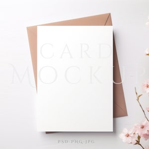 Maquette de carte 5 x 7, maquette de carte d'invitation, maquette de carte de voeux, objet intelligent PSD + JPG et PNG, maquette de carte minimaliste, maquette de carte minimale