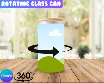 Canva Rotating Glass Can Mockup | Animated Glass Can Mockup | Beer Can Glass Mock up | 16oz Libbey Glass Mockup | Spinning Glass Can