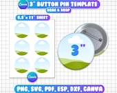 3" Button Pin Template, Canva Button Pin Template, Circle Button Pin , Button Pin Svg, Sublimation Button Pin Template, Printable Button Pin