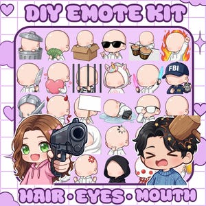 DIY-emoteset: 60 emotes met haar, ogen, mond, accessoires inbegrepen