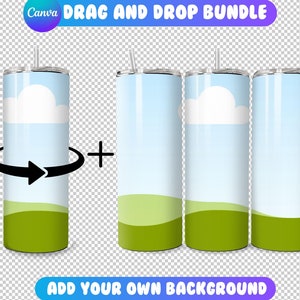 Canva Tumbler Drag and Drop Mockup, Rotating Tumbler Mockup, Add Your Own Background Mockup, Canva Tumbler Template, 4 Backgrounds Included