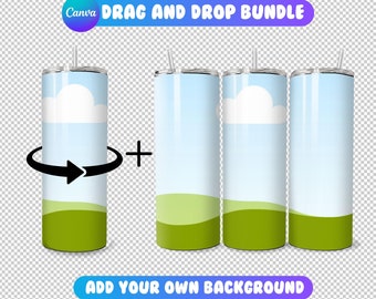 Canva Tumbler Drag and Drop Mockup, Rotating Tumbler Mockup, Add Your Own Background Mockup, Canva Tumbler Template, 4 Backgrounds Included