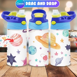 Kids Flip Top Mockup, Drag and Drop Mockup, 12oz Kids Tumbler, Canva Flip Top Mockup, Kids Sippy Cup Mockup, 25 Backgrounds Included image 2