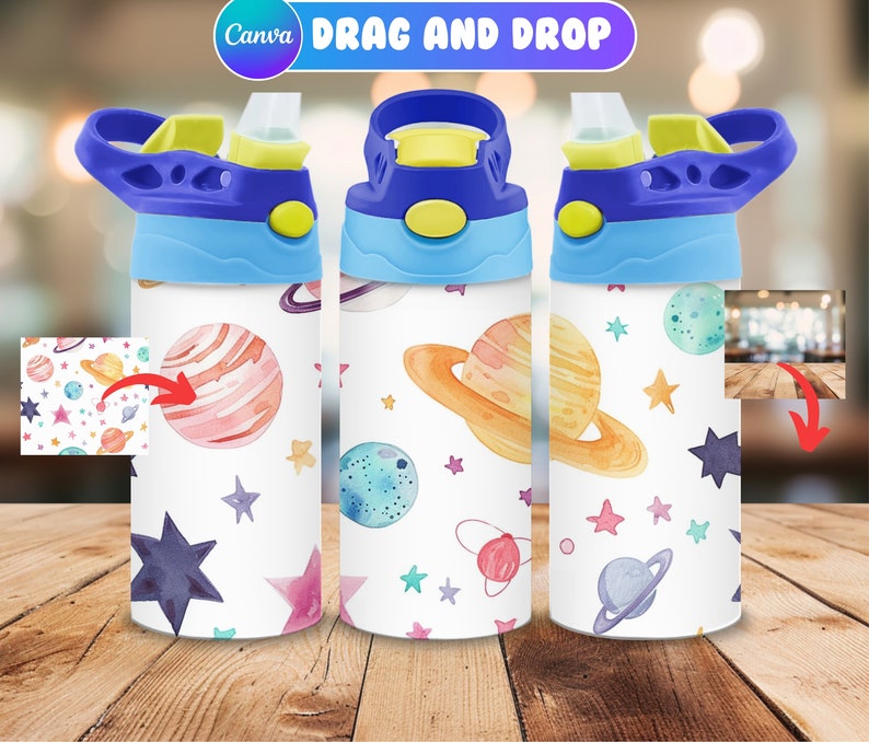 Kids Flip Top Mockup, Drag and Drop Mockup, 12oz Kids Tumbler, Canva Flip Top Mockup, Kids Sippy Cup Mockup, 25 Backgrounds Included image 2