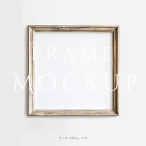 1:1 Frame Mockup / Square Frame Mockup / Rustic Frame Mockup / Vintage Frame Mockup / Wood Mockup Frame / Antique Wall Art Mockup / PSD PNG