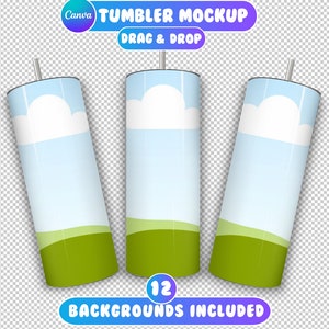 20oz Canva Tumbler Mockup, Drag and Drop Mockup, Canva Tumbler Template, Tumbler Mockup Canva, Tumbler Mockup, 12 Backgrounds Included