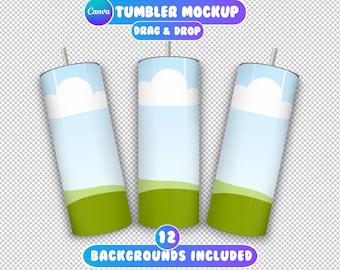 20oz Canva Tumbler Mockup, Drag and Drop Mockup, Canva Tumbler Template, Tumbler Mockup Canva, Tumbler Mockup, 12 Backgrounds Included