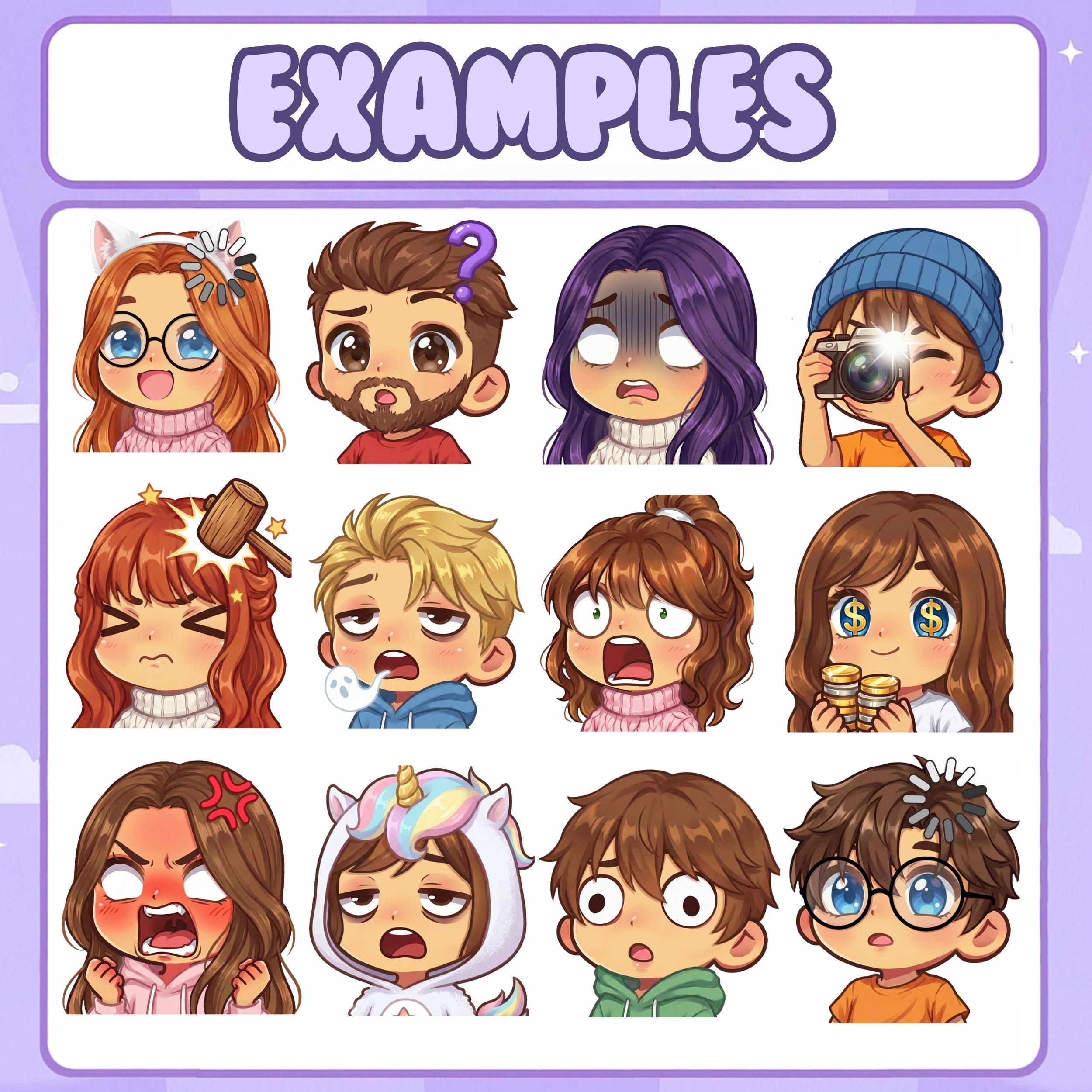 DIY Emote Maker Pack Custom Twitch Emotes Templates 50 Bases + Hair