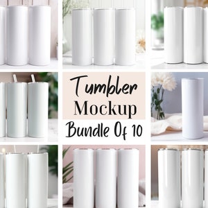 20 Oz Skinny Tumbler Mockup Bundle | Canva Tumbler Mockup | PSD Smart Objects Mockup | Canva Tumbler PNG Mockup | Full Wrap Tumbler Mockup