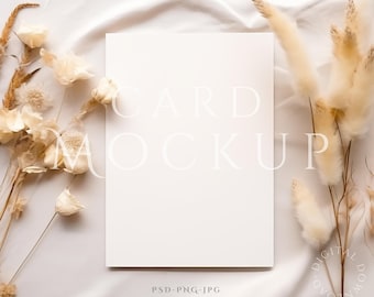 Card Mockup 5x7, Greeting Card Mockup, Minimalist Boho Card Mockup, PSD Smart Object + JPG & PNG, Minimal Card Mockup, Wedding Card