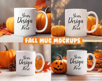 Fall 11oz Mug Mockup Bundle | 11 oz Coffee Mug Mockup | Mug Mockup JPG PSD | Cozy Mug Mockup | Halloween Mug Mockup | Sublimation Mug