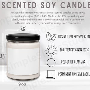 Tabela de tamanhos de velas perfumadas de 9 onças, Tabela de tamanhos de velas perfumadas Printify, Fácil de usar, arrastar e soltar, simulação de velas, Tabela de tamanhos de velas Printify
