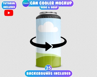 Roterend 4-in-1 blikjeskoelermodel, 16oz blikjeskoelermodel, metalen blikjeskoelermodel, Canva blikjeskoelersjabloon, blikjeskoelerhouder