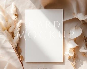 Card Mockup 5x7, Minimalist Boho Invite Cards Mock up, Greeting Card Mockup, PSD smart object + JPG & PNG, Minimal Card Mockup, Wedding Card