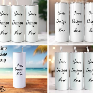 20 Oz Tumbler Mockup-bundel | 4 Tumbler-modellen PNG PSD | Roterend bekermodel | Canva Tumbler PNG-mockup | Mockup met volledige omslag