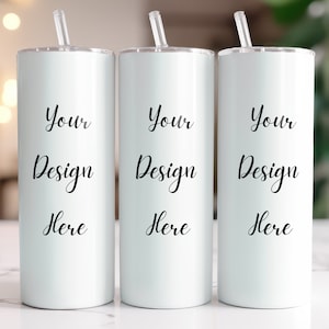 20 Oz Skinny Tumbler Full Wrap Mockup | Canva Tumbler Mockup Png | 3 Tumblers Mockup | Sublimation Mockup | Skinny Tumbler Mockup PSD PNG