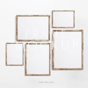 5 Frame Mockup 3:4 | Rustic Frame Mockup | Antique Wall Art Mockup | Wood Mockup Frames | Vintage Frame Mockup | Frame Mockup | PSD PNG