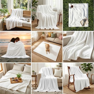 50 Printify Blanket Mockups Bundle: PSD, PNG, Canva Drag and Drop Mockups (Digital Download) image 3