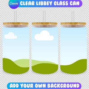 16oz Libbey Clear Glass Can Mockup Canva Drag and Drop Beer Can Glass Mockup Iced Coffee Glass Can Mockup Clear 16oz Can Mockup image 1