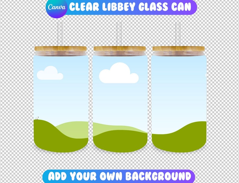 16oz Libbey Clear Glass Can Mockup Canva Drag and Drop Beer Can Glass Mockup Iced Coffee Glass Can Mockup Clear 16oz Can Mockup image 1