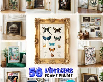 Vintage Frame Mockup Bundle: 50 PSD & Canva Mockups, DIN A Ratio (Digital Download)