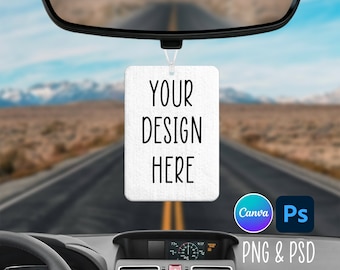 Maqueta de ambientador, sublimación de ambientador, plantilla de ambientador para automóvil, ambientador colgante, ambientador rectangular, ambientador PSD PNG