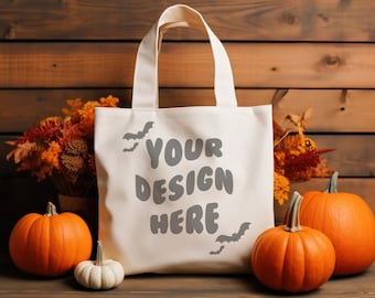 Tote Bag Mockup, Natural Canvas Tote Bag Mockup, Pumpkin Tote Bag Mockup, Autumn Tote Back Mock up, Canva Tote Bag Mockup, Gift Bag Mock up