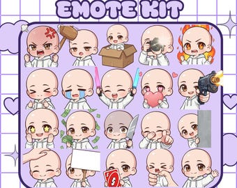 DIY Animated Emote Kit: 20 Emotes with Hair, Eyes, Mouth, Accessories Included