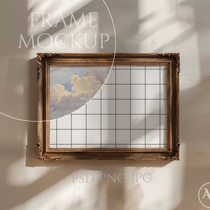 Vintage Bilderrahmen Mockup A4, rustikaler Bilderrahmen Mockup, Antikes Wandkunstmodell, Vintage Bilderrahmen Mockup, Holz Mockup Rahmen, ISO-Rahmen Mockup, PSD Mockup