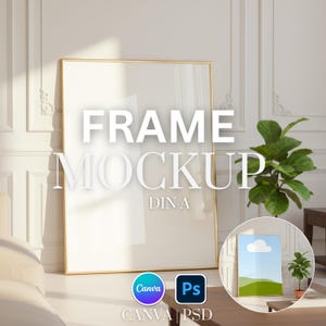 Rahmen Mockup: DIN A Größe, PSD Datei & Canva Vorlage, ziehen Canva Vorlage, Gebrauchsfertige Vorlagen, Photoshop Smart Objekt