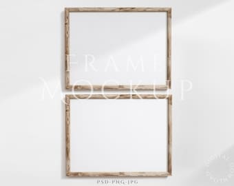 Landscape Frame Mockup 3:4 | Wood Frame Mockup | Antique Frame Mockup | Horizontal Frame | Vintage Wall Art Mockup | Wooden Frame Mockup