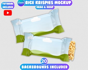 Canva Rice Krispies Treat Mockup, Party Favor Mockup, Krispies Treat Drag and Drop, Canva Krispy Treat Party Favor, Canva Template