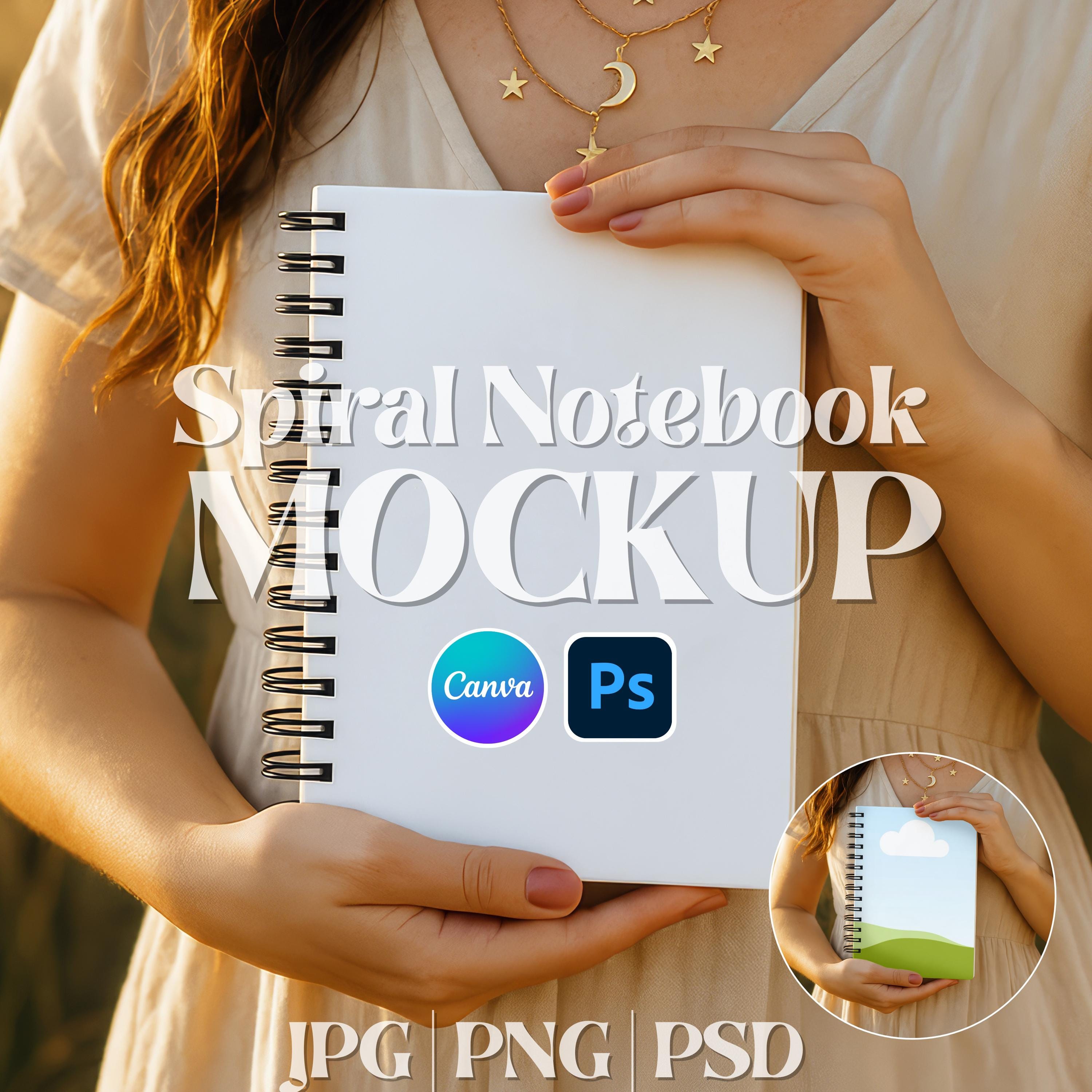 Spiral Notebook Mockup, PSD PNG Spiral Notebook Template, Canva Spiral ...