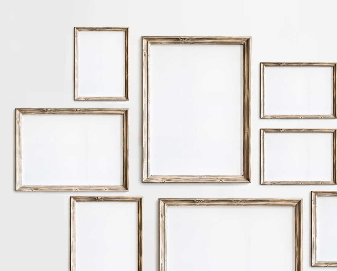 9 Frame Mockup A4 | Rustic Frame Mockup | Antique Wall Art Mockup ...