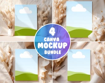 5x7 Card Mockup Bundle, Canva Drag and Drop, Greeting Card Mockup, Minimalist Boho Invite Cards Mockup, Wedding Card, Canva Greeting Card