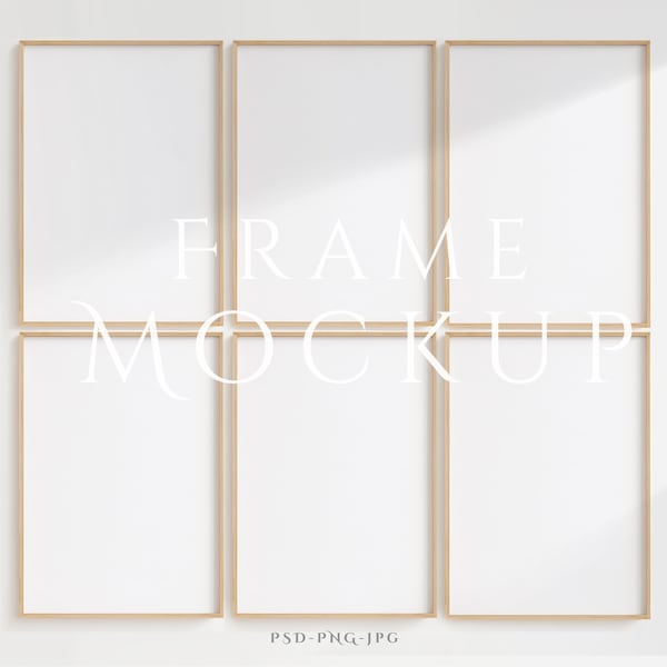 Frame Mockup A4 | 6 Frame Mockup | Six Frame Mockup | Wall Frame Mockup Set of 6 | Wall Frame Mockup ISO | Minimalist Mockup | PSD PNG