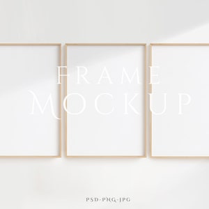 Maquete de Moldura A4 | Maquete de 3 quadros | Maquete de moldura de parede | Imprimir maquete de moldura | Moldura de maquete de madeira | Maquete de arte de três paredes | Maquete de moldura fina
