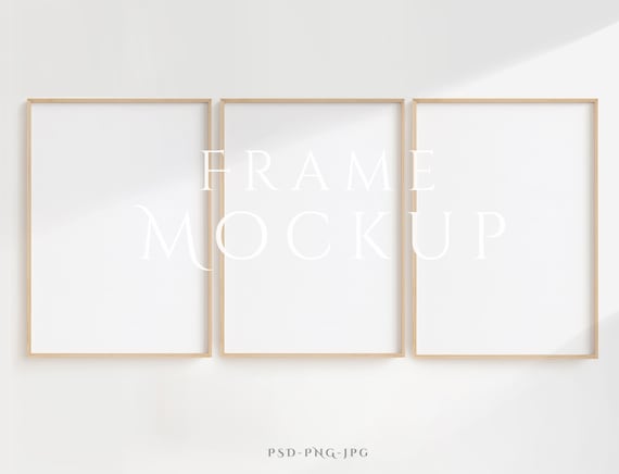 Frame Mockup A4 | 3 Frame Mockup | Wall Frame Mockup | Print Frame Mockup | Wood Mockup Frame | Three Wall Art Mockup | Thin Frame Mockup