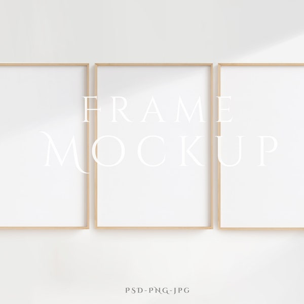 Rahmen Mockup A4 | 3 Rahmen Mockup | Wandrahmen Mockup | Druckrahmen Mockup | Holz Mockup Rahmen | Drei Wand Kunst Mockup | Thin Frame Mockup