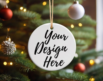 Christmas Ornament Mockup, Round Ceramic Christmas Ornament Mockup, Tree Ornament Mockup Christmas Mockup Canva Mockup, Holiday Mockup