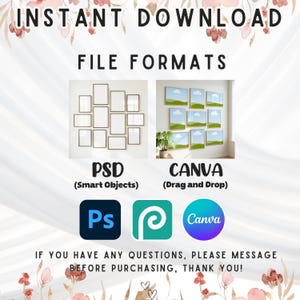80x Gallery Frame Mockup Bundle: PSD Smart Objects, Canva Drag and Drop (Digital Download) image 7
