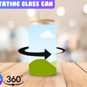 Canva Rotating Glass Can Mockup | Animated Glass Can Mockup | 16oz Libbey Glass Mockup |  Beer Can Glass Mock up | Spinning Glass Can