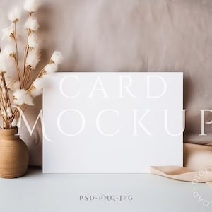 Kaartmodel 7x5, uitnodigingskaartmodel, wenskaartmodel, PSD Smart Object + JPG & PNG, minimalistische kaartmodel, minimale kaartmodel