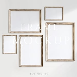 5 Frame Mockup A4 | Rustic Frame Mockup | Antique Wall Art Mockup | Wood Mockup Frames | Vintage Frame Mockup | ISO Frame Mockup | PSD PNG
