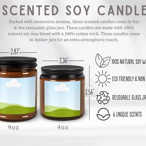 Tabela de tamanhos de velas perfumadas âmbar, Tabela de tamanhos de velas perfumadas Printify, Fácil de usar arrastar e soltar, simulação de velas, Tabela de tamanhos de velas Printify
